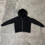 faux fur zip up hoodie - AfterAmour