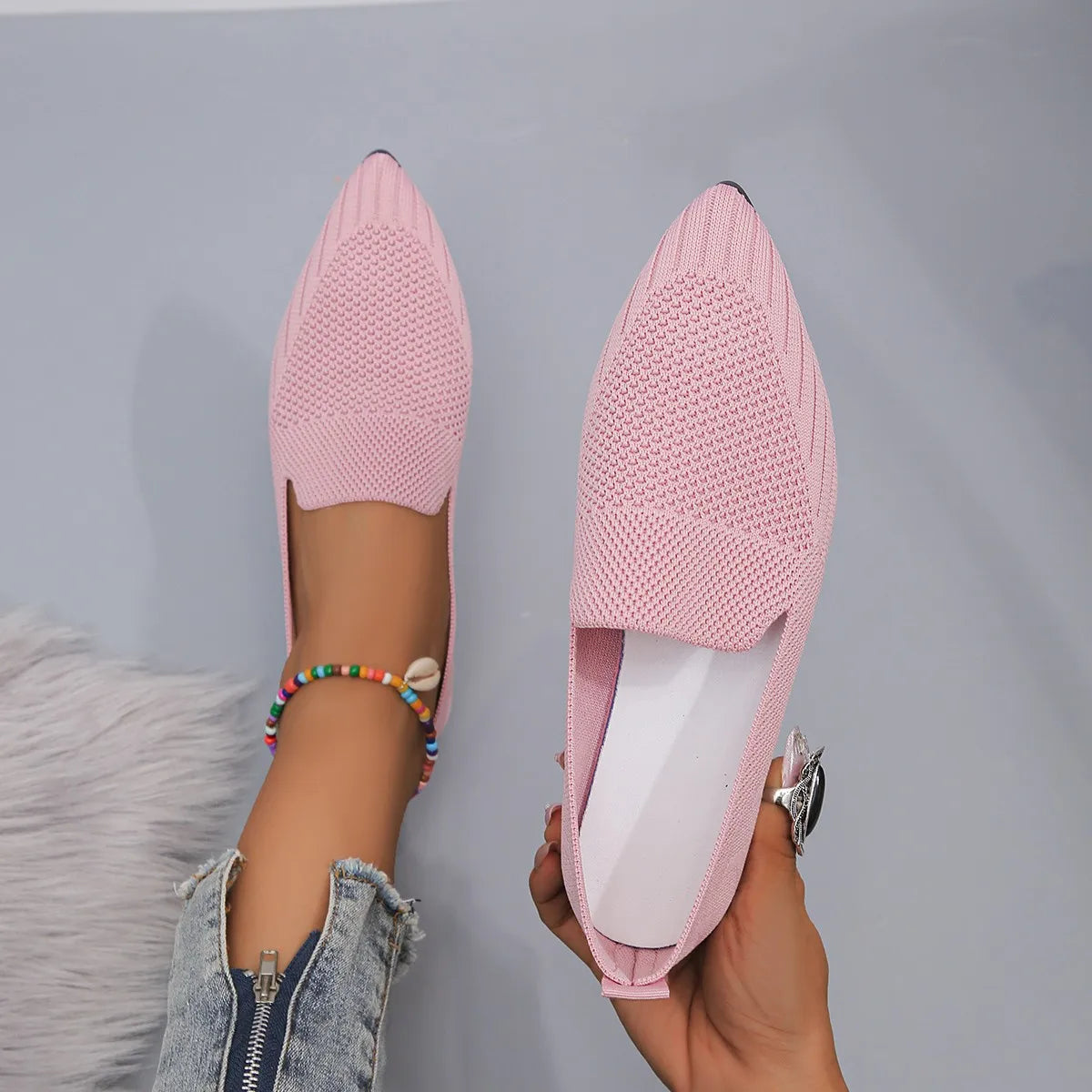 Sharp Mesh Loafer Flats - AfterAmour