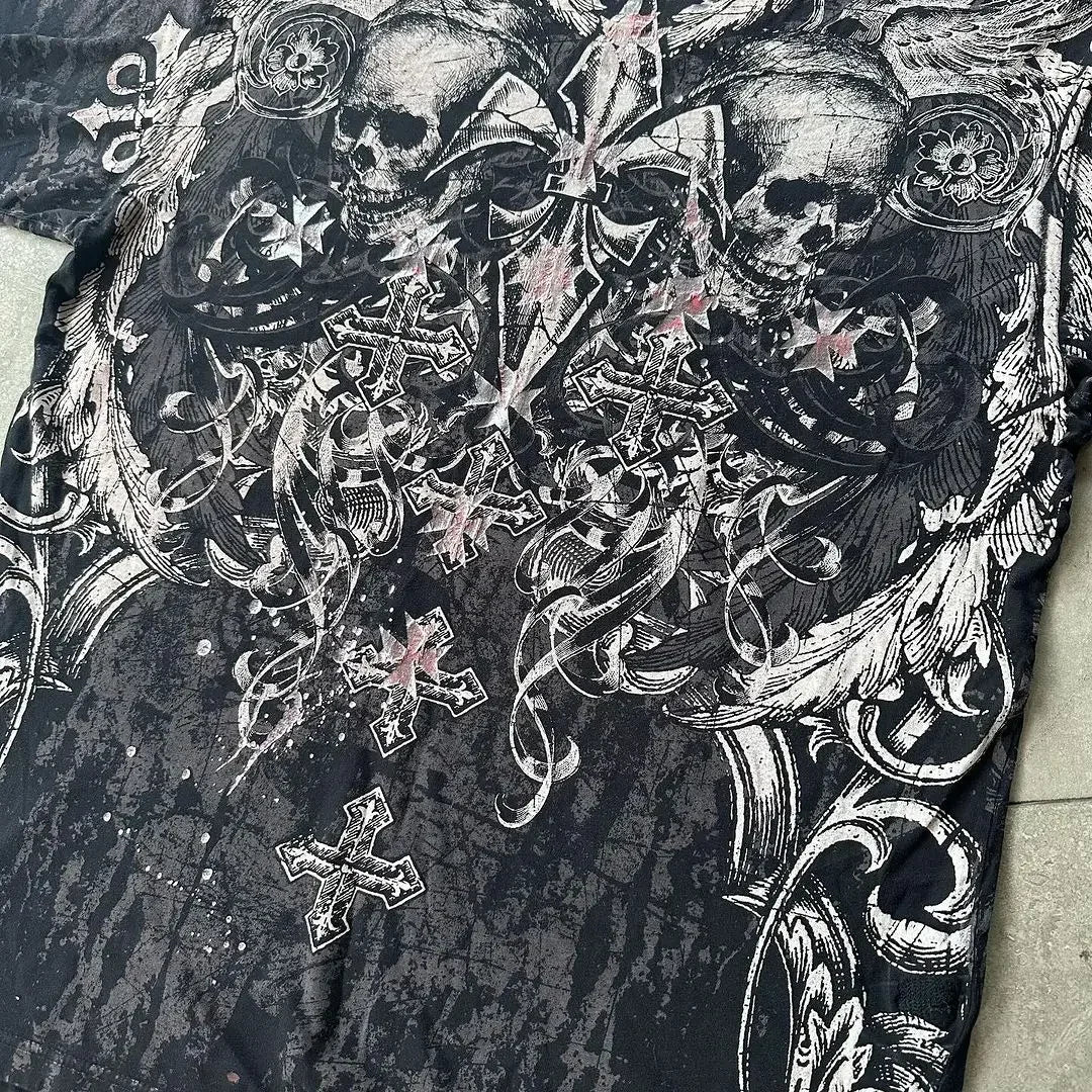 Gothic Skull Affliction Graphic Tee