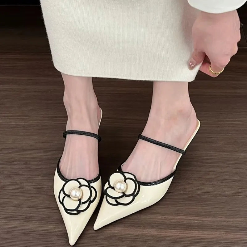 Flower Pointed Toe Heels - AfterAmour