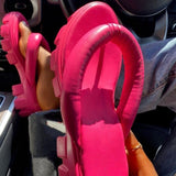 Hot Pink Clip Toe Chunky Platform Flip Flops - AfterAmour