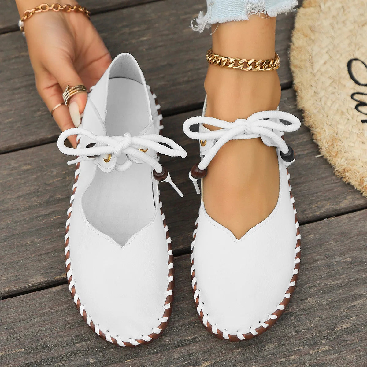 Lace Up Moccasins Flats - AfterAmour