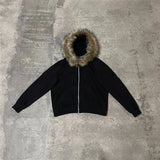 faux fur zip up hoodie - AfterAmour