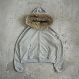 faux fur zip up hoodie - AfterAmour