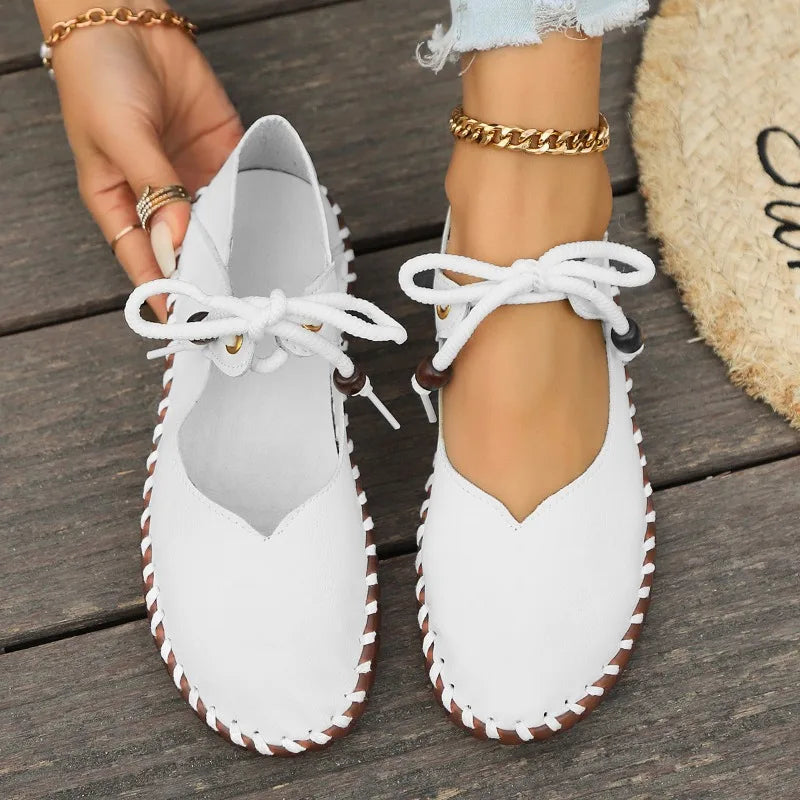 Lace Up Moccasins Flats - AfterAmour