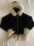 faux fur zip up hoodie - AfterAmour