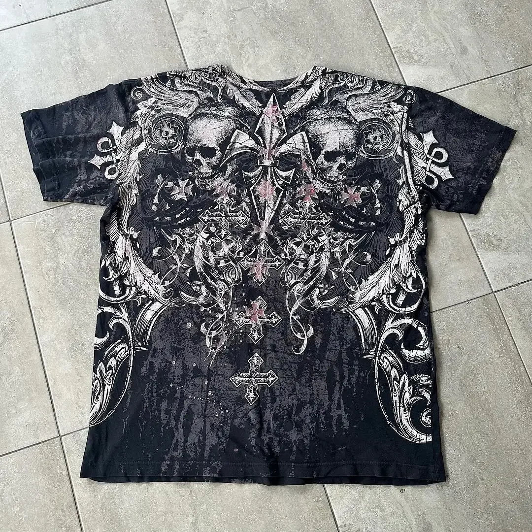 Gothic Skull Affliction Graphic Tee