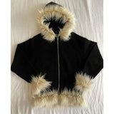 faux fur zip up hoodie - AfterAmour