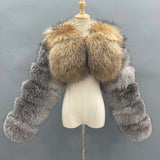 Natural Raccoon/Fox Cropped Luxury Fur Coat
