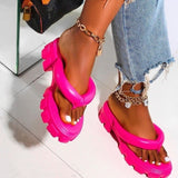 Hot Pink Clip Toe Chunky Platform Flip Flops