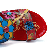 Amour Multi Patch Flower Leather Sandals - AfterAmour