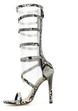 Green Snakeskin Open-Toed High Heels - AfterAmour