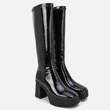 British Style Knee High Block Heel Boots - AfterAmour