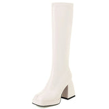 Patent 'Megan' High Heel Mid Calf Boots - AfterAmour