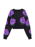 Purple Roses Fuzzy Pullover