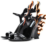 Amour Leather Fire Flame Heels