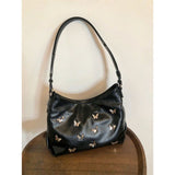 Stylish Textured Underarm Bag – Cool Bow Tote Bag for Females, Versatile Shoulder Hobo Bag, Portable Daily Companion