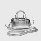 Retro crossbody bag, small square bag, small top handle purse metallic