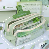 Large Capacity Transparent Pencil Case - Perfectly Designed Stationery Box for Girls in Primary and Junior High School with Simple Separation