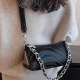 Women's versatile design crossbody bag, chain silver shoulder bag, small metallic purse crossbody