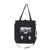 Carry letter pattern printed canvas bag, student shoulder canvas bag, shopping bag with zipper, tote canvas bag