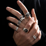 Dark Gothic Animal Skull Ring 7-Piece Set