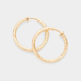 Women's 1.25 Inch Textured Metal Hoop Clip On Earrings