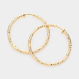 1.75" Textured Metal Hoop Clip on Earrings