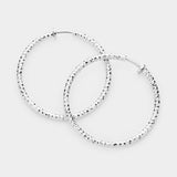 1.75" Textured Metal Hoop Clip on Earrings