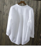 100% cotton white blouse women shirt spring summer elegant V-Neck ladies tops haut femme