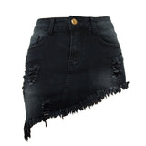 Western Style women's Short Wear Irregular Jeans With holes denim skirt for summer