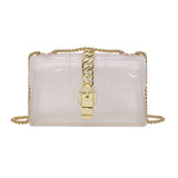 Mini summer transparent jelly bag, candy color silicone color bag, versatile chain small crossbody bag