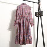Long Sleeve Floral Print Chiffon Dress - Medium Lace Up Slim Fit Women's Dress