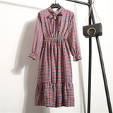 Long Sleeve Floral Print Chiffon Dress - Medium Lace Up Slim Fit Women's Dress