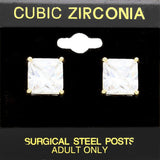 11mm Square CZ Stud Earrings
