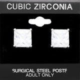 11mm Square CZ Stud Earrings