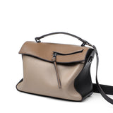 Genuine leather bag for female bag shoulder bag large capacity with contrast color pattern tote