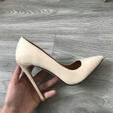 High Heel 12cm Blue Black Suede Women Pumps Super High Heels Sexy Pointed Toe Yellow Pink Satin Heels Womans Shoes 2025
