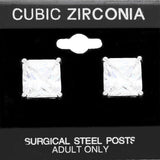 12mm Square CZ Stud Earrings