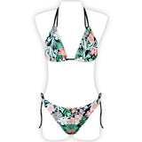 Multi-color printed neck strap halter sexy split bikini swimsuit