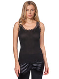 EGI Luxury Wool Silk Camisole with Macramé Lace Trim. Proudly Made in Italy.