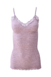 EGI Luxury Wool Silk Camisole Spaghetti Straps with Lace Trim. Proudly Made in Italy (1487)