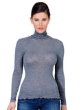 EGi Luxury Wool Silk Turtleneck Long Sleeve Top. Proudly Made in Italy (1494)