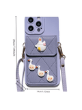 IPhone14promax/13pro , Wallet Phone Case Cute Leather Case With Card Holder Crossbody Cover For Women Girls Strap Wristlet RFID Blocking Shockproof Protective Cover