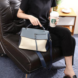 Genuine leather bag for female bag shoulder bag large capacity with contrast color pattern tote