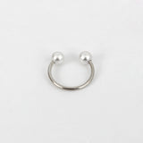 925 Sterling Silver Pearl Open Ring Double Pearl Adjustable Ring for Women Girls