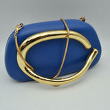 Hard Shell Clutch with Metallic Handle and Chain Strap