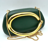 Hard Shell Clutch with Metallic Handle and Chain Strap