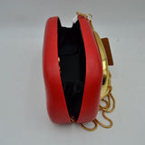 Hard Shell Clutch with Metallic Handle and Chain Strap