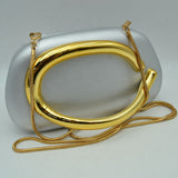 Hard Shell Clutch with Metallic Handle and Chain Strap